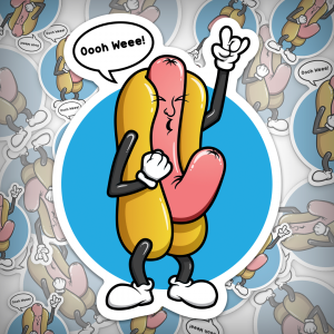 Hotdog Oooh Weee! 4" Sticker